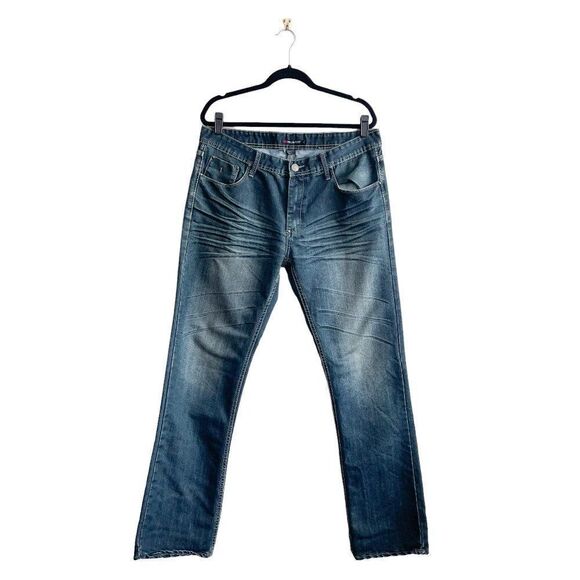 Y2K Projek Raw Men's Jeans Blue 5 Pocket Distressed Size 36 - Picture 1 of 9